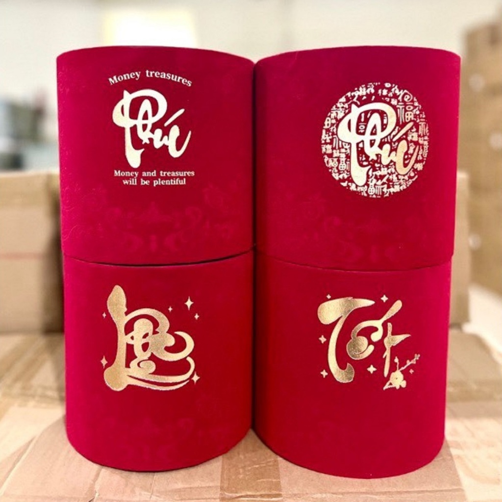 Hộp Nhung Cắm Hoa Tết Màu Đỏ, Chậu Nhung Cắm Hoa, Trụ Cắm Hoa Nhung Ngày Tết