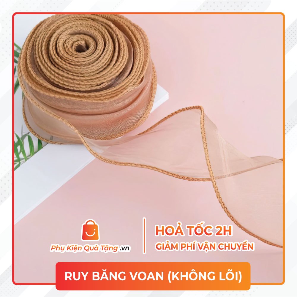 [Giảm Giá] Cuộn Ruy Băng Voan Trơn Đủ Màu Cao Cấp dài 9m, dày 4cm làm hoa voan, dây thắt nơ hộp quà