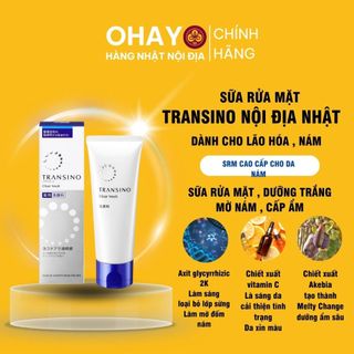Sữa Rửa Mặt Transino Clear Wash Ex dung tích 100g dành cho làn da ná.m, tàn nha.ng - Hàng nội địa Nhật