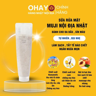 Sữa rửa mặt tẩy tế bào chết Muji Face Soap Scrub tạo bọt dịu nhẹ, làm sạch sâu, giữ ẩm tuýp 100gram- Hàng Nội Địa Nhật