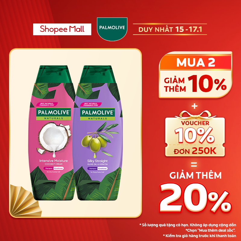 Dầu gội Palmolive kèm xả 2 trong 1 chiết xuất thiên nhiên 180ml