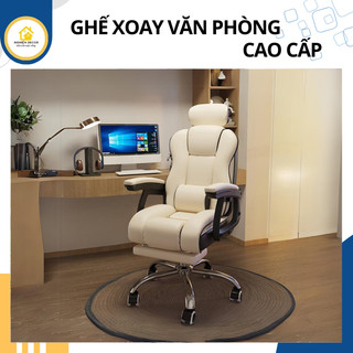 Ghế văn phòng, Ghế Xoay Văn Phòng Bọc Da Có Gác Chân, Ghế Làm Việc Hiện Đại, Ghế xoay máy tính, ghế da văn phòng