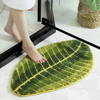 Thảm chùi chân lông cừu siêu thấm hút chống trơn trượt hình chiếc lá siêu xinh