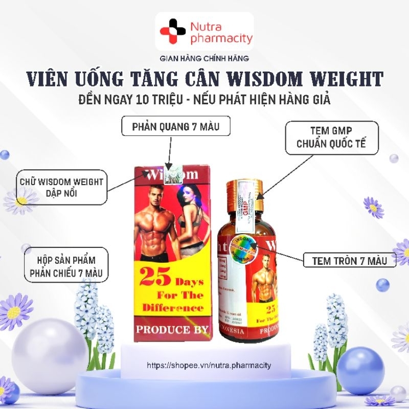 Tăng cân Wisdom Weight (liệu trình 75 ngày 3 hộp tăng nhanh 12kg)
