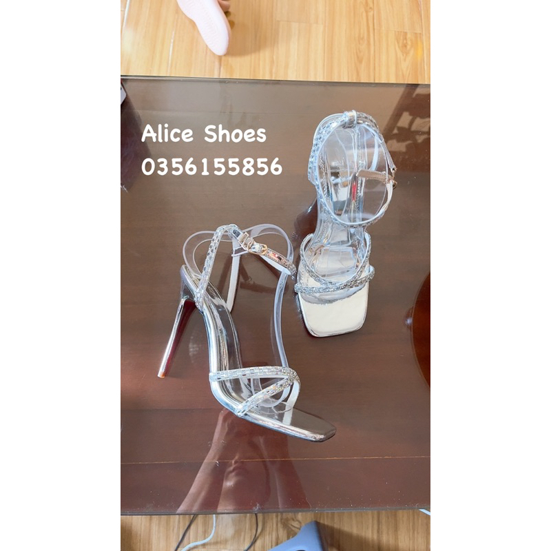 Sandal Cao Gót Nhọn Mũi Vuông Dây Đá Cheo 9P, 11P - Hàng VNXK Cao Cấp - Full Size 34-42