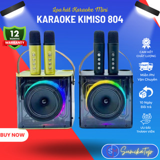 Loa bluetooth karaoke mini kimiso kms-804 kèm 2 micro công suất lớn & bass mạnh, âm thanh sống động