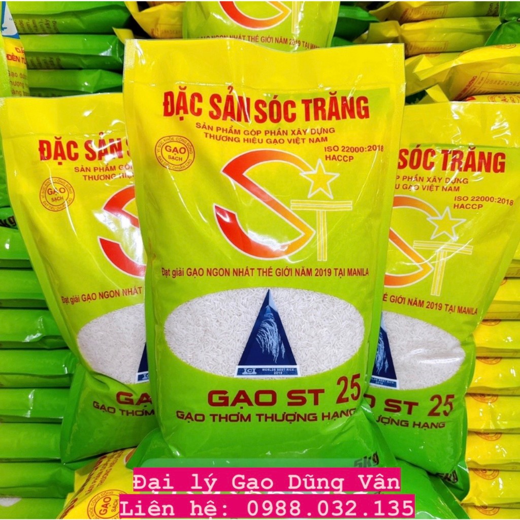 Gạo ST25 (Dẻo mềm,Ngọt cơm,Thơm nhiều) - Bao 5kg