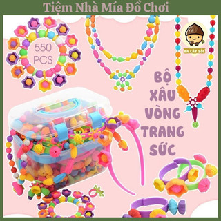 Đồ Chơi Lắp Ghép Xâu Hạt 550 Chi Tiết Cho Bé Làm Vòng Tay, Vòng Cổ, Bờm Tóc Phụ Kiện
