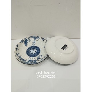 Dĩa sứ hoa văn mẫu chữ phúc 20cm - dĩa sứ trắng