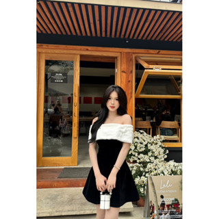 🐰VÁY THIẾT KẾ TRỄ VAI PHỐI LÔNG MISS BUNNY 🐰