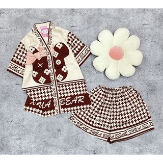 Đồ Ngủ Đùi PIJAMA Lụa Xước Cổ V (40-62kg)