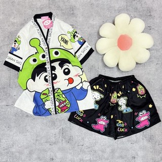 Đồ Ngủ Đùi PIJAMA Lụa Xước Cổ V (40-62kg)