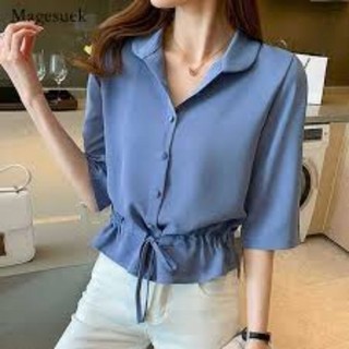 Áo lụa cúc bọc