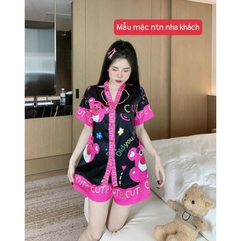 Đồ Ngủ Đùi PIJAMA Lụa Xước Cổ V (40-62kg)