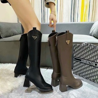 Mã 6191-5 Bốt đùi nữ Pra da lỳ mềm lót lông gót trụ cao 6p cao cấp sang chảnh