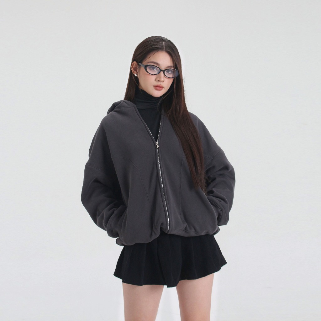 Áo Nỉ Zipper Hoodie Local Brand Feddi / Xám đậm