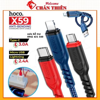 Dây cáp sạc Hoco USB Type C Micro dẹt X59 sạc nhanh pd 20w và 3A dành cho Samsung Oppo Xiaomi Vivo Oppo realme