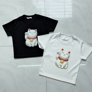 Áo croptop tay ngắn in mèo thẦN TÀI