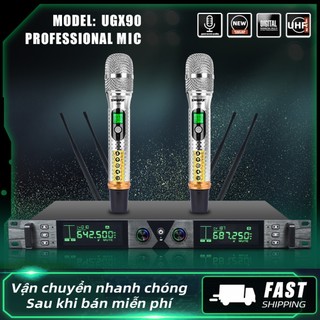 Micro không dây karaoke cao cấp ugx90, chống hú tốt, dò sóng siêu sạch, dùng cho dàn karaoke, sự kiện, hội nghị