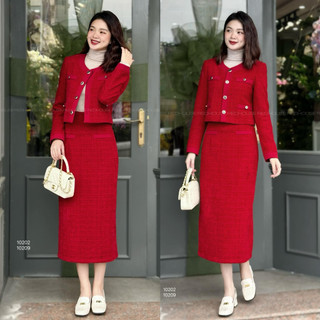 Chân bút chì tweed 2 túi mổ