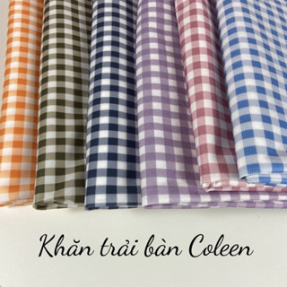 Khăn Trải Bàn Vải Cotton Kẻ Caro Đủ Màu Decor Trang Trí Bàn Học Coleen
