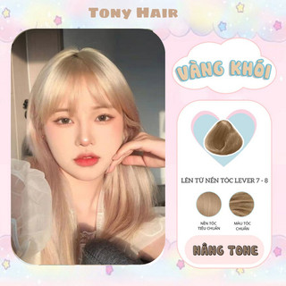 Thuốc nhuộm tóc, thuốc nhuộm tóc màu vàng cát, tặng kèm oxy trợ dưỡng và bao tay_tony hair