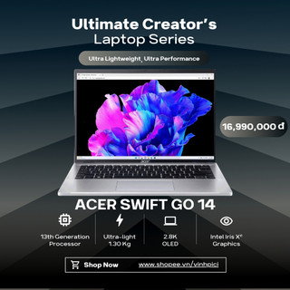 Laptop acer swift go 14 (i5-13500h/ iris xe/ ram 16gb/ ssd 512gb/ 14" 2.8k 120hz)