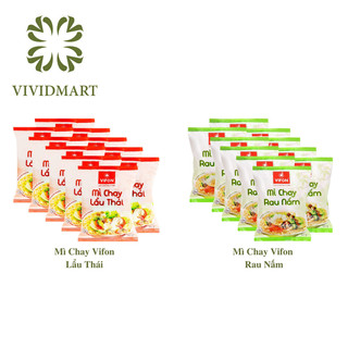 [SET 10 GÓI] - VIFON - Mì Vifon chay 2 vị: Rau Nấm, Lẩu Thái (65g/gói) - Mì chay ăn liền Vifon, Mì chay Vifon