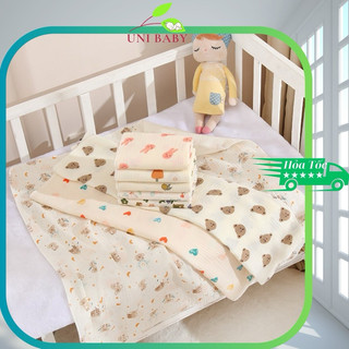 Khăn tắm muslin 2 lớp sợi tre mềm mại quấn và làm chăn cho bé sơ sinh size 80x80 cm Uni Baby