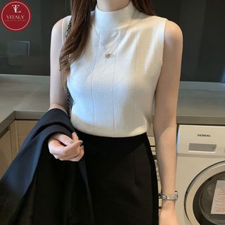 Áo len mỏng cổ 3 phân, áo len sát nách nữ, chất liệu len dệt cao cấp, không xù lông, kiểu dáng trẻ trung NT26