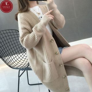 Áo cardigan len,, Áo khoác len dáng dài, chất liệu len dày mềm mại, dáng dài trẻ trung mẫu mới nhất 2023 NT31