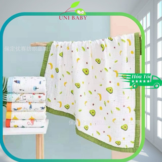 Khăn tắm cho bé vải xô 6 lớp sợi tre bo viền, khăn tắm mềm mại cho bé sơ sinh size lớn 105 x 105 cm