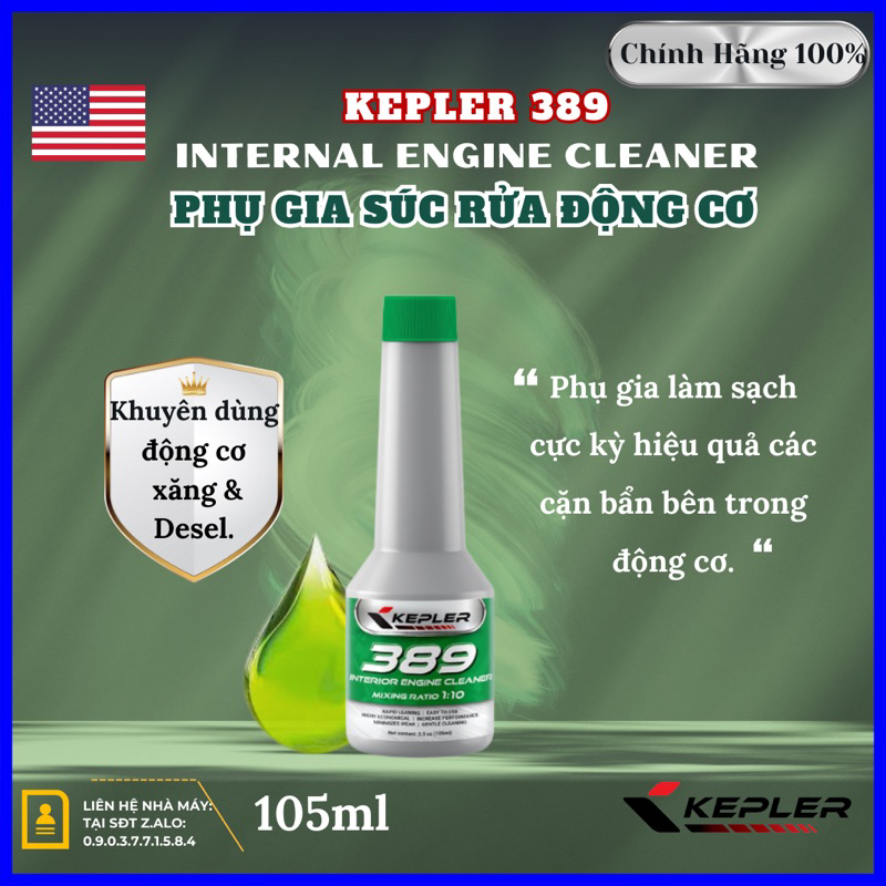 Phụ gia súc rửa động cơ 105ml KEPLER 386, Interior Engine Cleaner