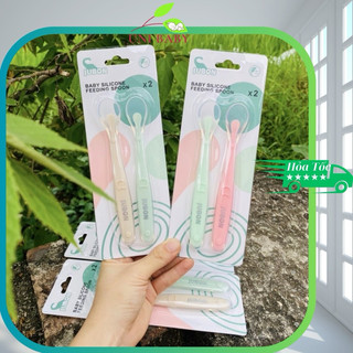 Thìa silicon ăn dặm Jubon set 2 cái trong suốt mềm mại cho bé sơ sinh Shop Uni Baby