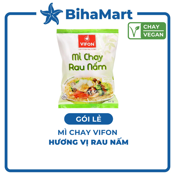 [GÓI LẺ] - VIFON - Mì Vifon chay hương vị Rau Nấm (65g/gói) - Mì chay ăn liền Vifon, Mì chay Vifon, 