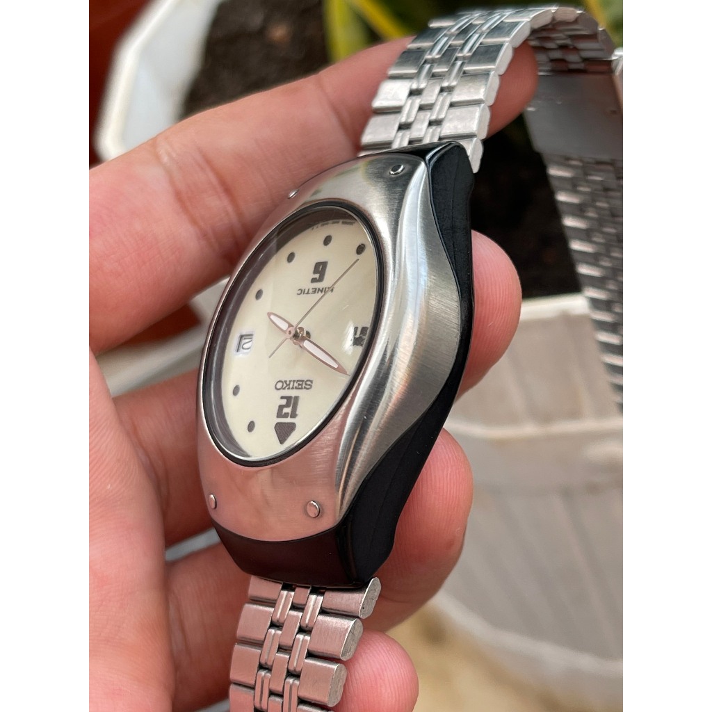 Đồng hồ nam Seiko Kinetic mặt full dạ quang chạy pin hàng Si