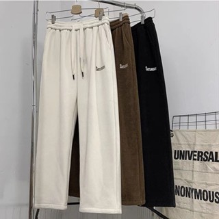 Quần Nhung Tăm Ống Rộng Nam Nữ Thêu Chữ SATURDAY Unisex - Quần Dài Ống Suông Cạp Chun Eo Vải Co Dãn Dày Dặn Ấm Áp