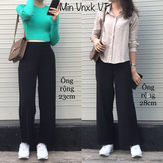 Quần tây đen ống rộng lưng cao nữ,quần culottes dáng dài nữ màu đen