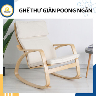 Ghế Poang ngắn, ghế lười bập bênh làm từ gỗ Bạch Dương dùng nghỉ trưa, thư giãn đọc sách