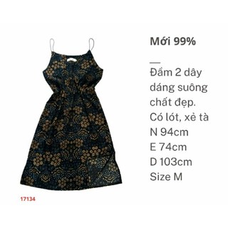 Đầm 2 dây dáng suông có lót xẻ tà chất đẹp size M mới 95%