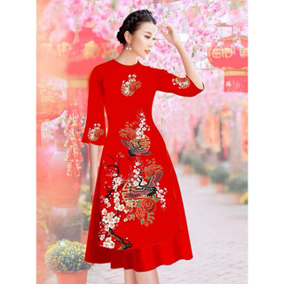 Áo dài tết 2024 mẫu mới nhất áo dài cách tân nữ có size lớn bigsize 3xl chất lụa mango in 4d mềm mịn