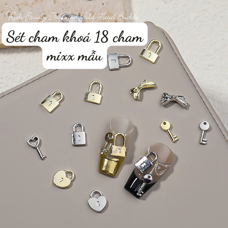 Sét cham khoá mini ( sét mix 18 cham) phụ kiện làm nail