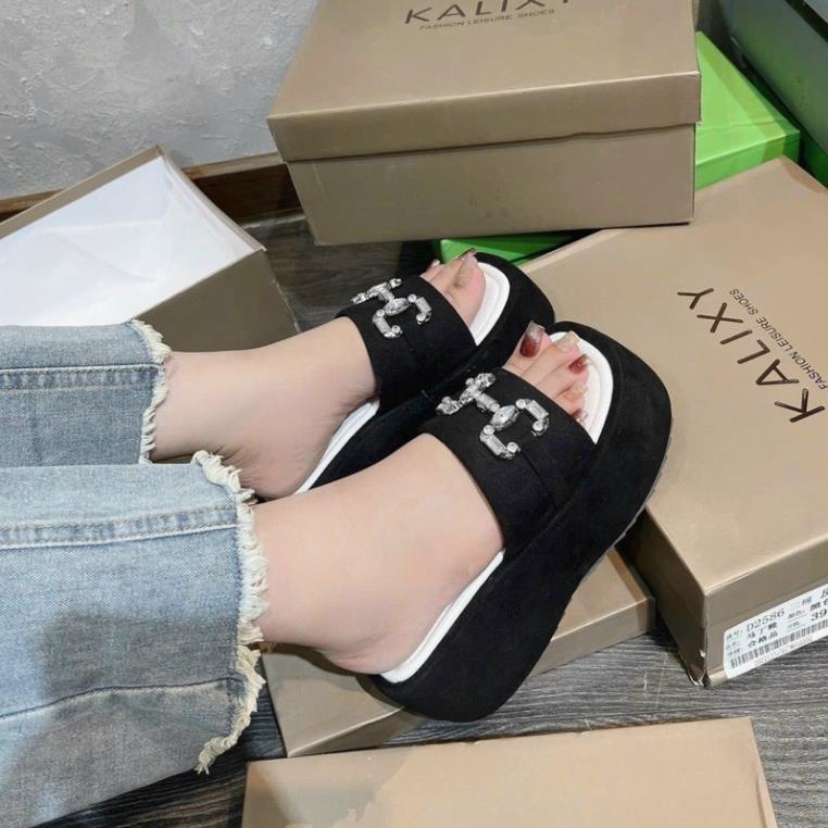 Dép xuồng 7 phân quai ngang đính đá ,mẫu mới hottrend