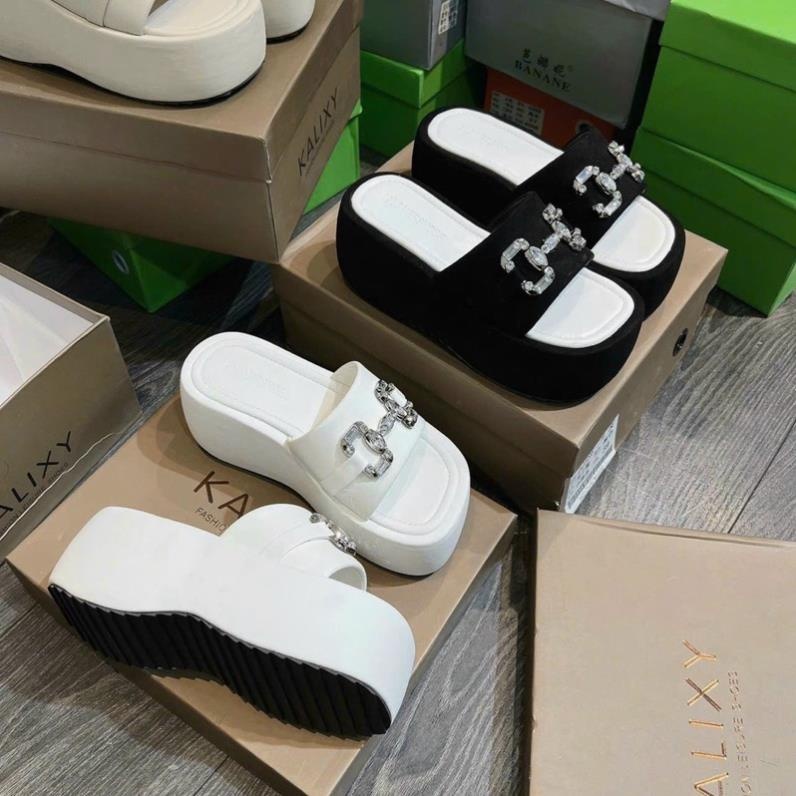 Dép xuồng 7 phân quai ngang đính đá ,mẫu mới hottrend