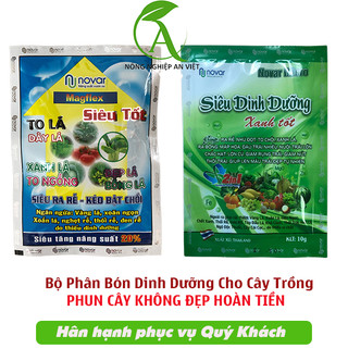 Bộ phân bón dinh dưỡng cho cây trồng siêu tốt novar 50gr + siêu dinh dưỡng 10gr, phân bón cây cảnh, rau màu, ăn trái