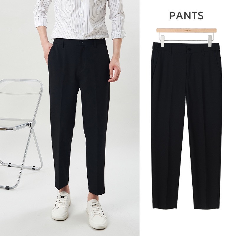 Quần tây nam, Quần âu nam hàn quốc ống côn công sở vải tuyết hàn co giãn dày dặn (PHIÊN BẢI TỐI ƯU)