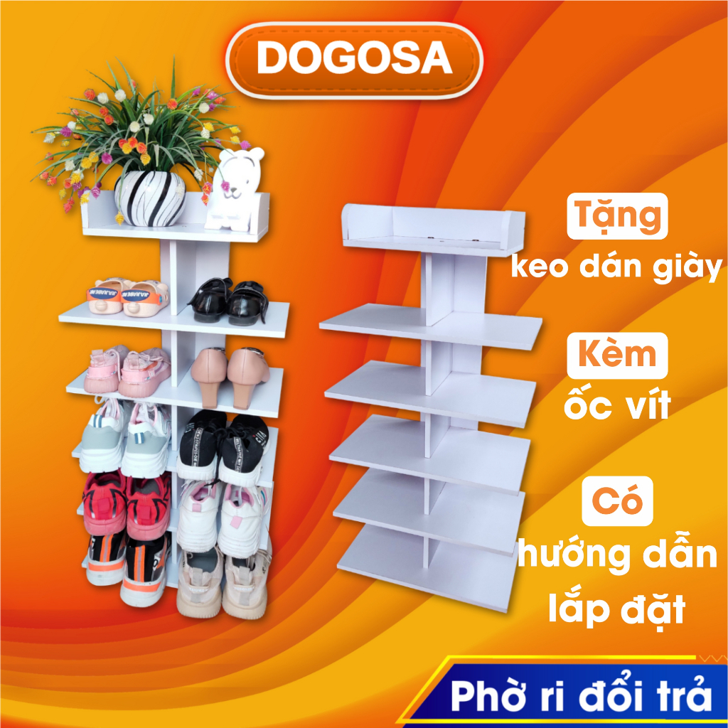 Kệ gỗ để giày giá để dép tiết kiệm diện tích cao cấp chung cư văn phòng màu trắng đôi