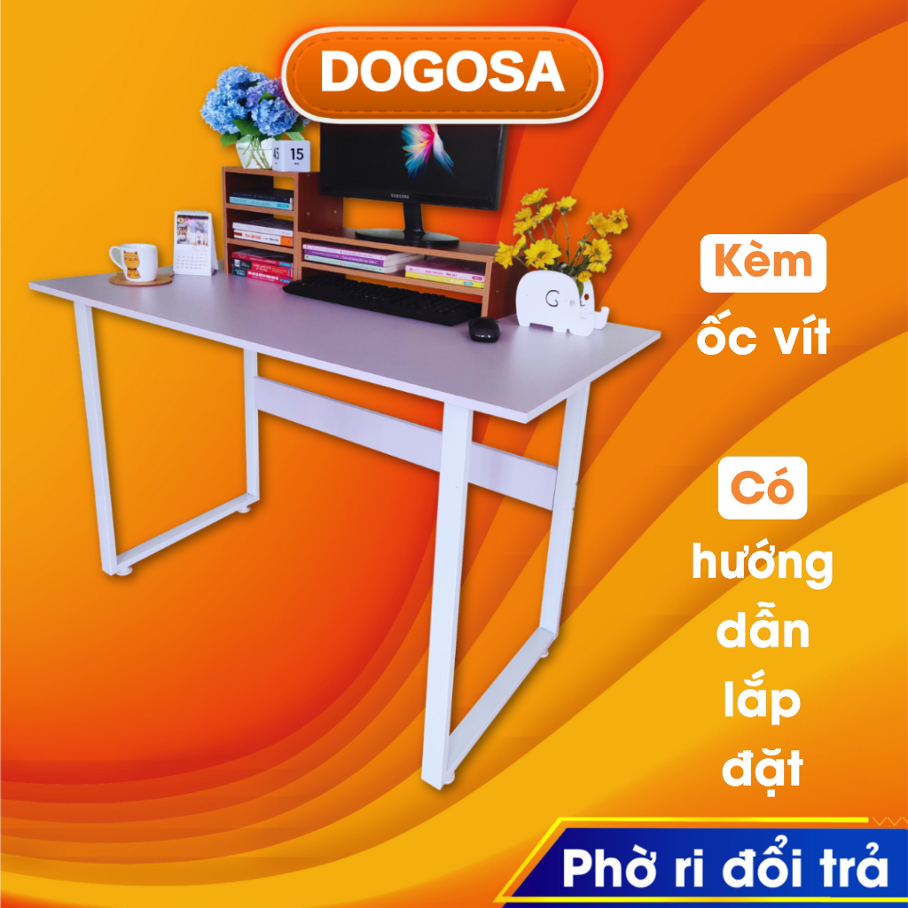 Bàn học sinh viên gỗ chân sắt chữ U sơn tĩnh điện, bàn làm việc học tập cao cấp