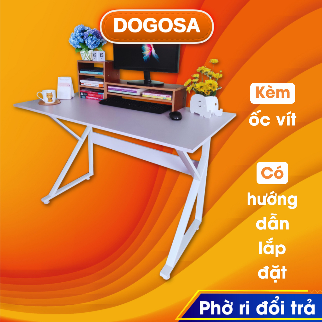 Bàn làm việc gỗ chân sắt chữ K học tập làm việc chơi game cao cấp