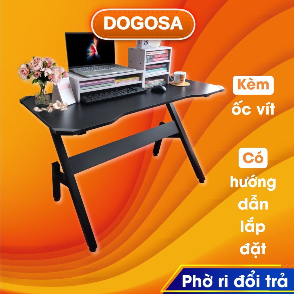 Bàn gaming làm việc mặt gỗ thiết kế cá tính decor phòng game, Bàn UKZ chắc chắn bền bỉ để PC